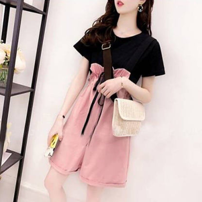 ファッション Tシャツ＋サロペット 美人度アップ セットアップ＜U-3206＞