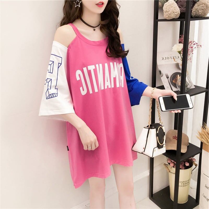 個性的なデザイン プリント 一目惚れ Tシャツ カットソー ワンピース＜U-3342＞