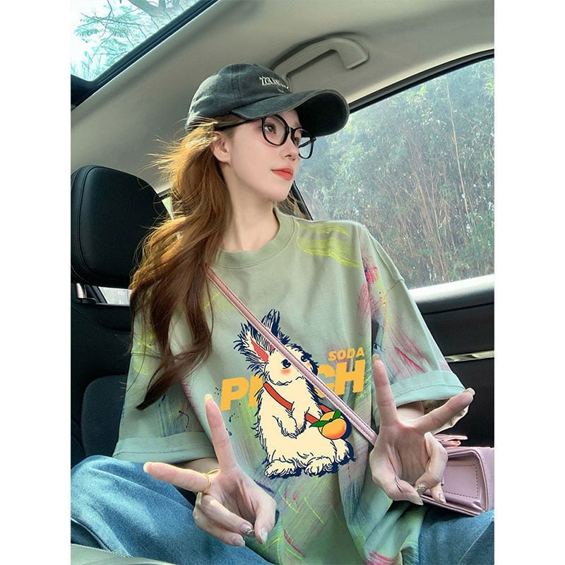 絶対流行 特別デザイン アバンギャルド プリント 半袖Tシャツ＜U-8598＞