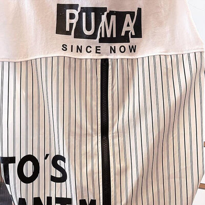 大好評 切り替え ストライプ柄 プリント ロング Tシャツ 三色 ゆったりワンピース ＜U-4012＞