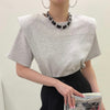 好感度満載 無地 美感いっぱい 切り替え Tシャツ カットソー＜U-3285＞