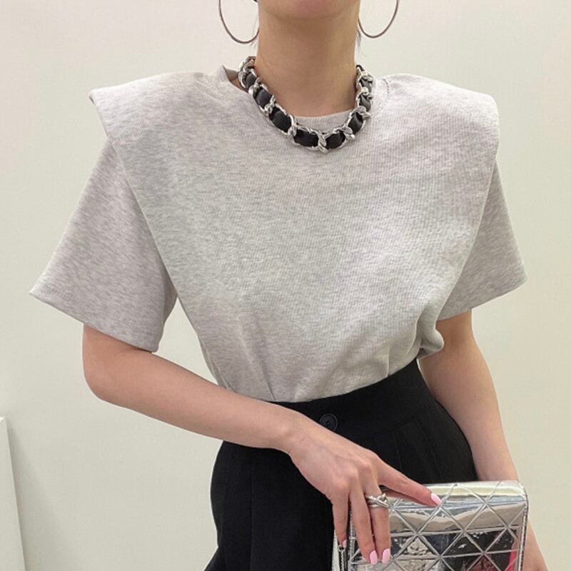 好感度満載 無地 美感いっぱい 切り替え Tシャツ カットソー＜U-3285＞