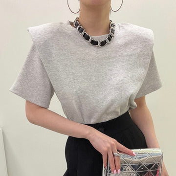 好感度満載 無地 美感いっぱい 切り替え Tシャツ カットソー＜U-3285＞