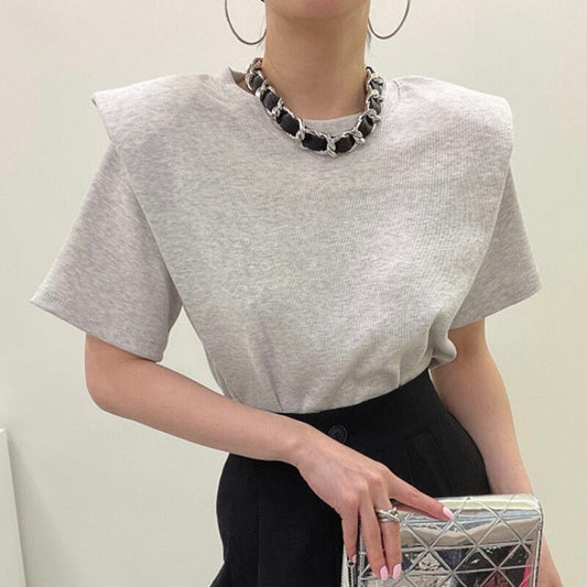好感度満載 無地 美感いっぱい 切り替え Tシャツ カットソー＜U-3285＞