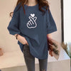 組み合わせやすい Tシャツ プリント 七色 ゆったり半袖＜U-2968＞