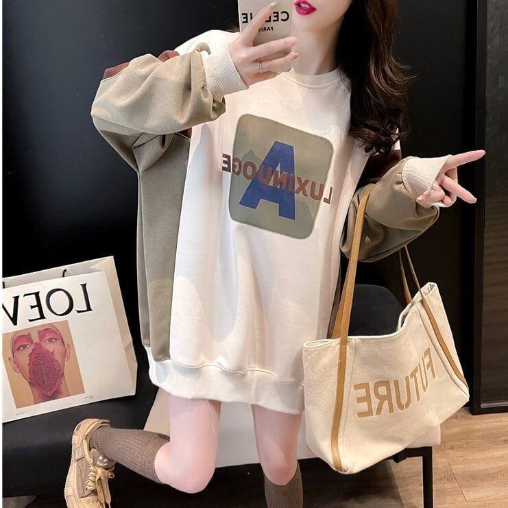 春夏 ロング プリントTシャツ アルファベット ＜U-2811＞