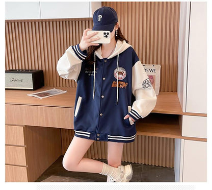 【裏起毛】超人気商品  厚手フード付きスタジャン 全2色パーカ<U-4675>