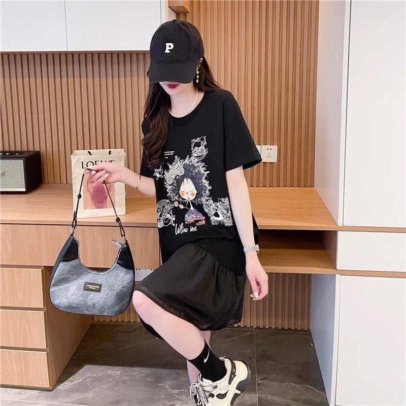超人気 キュート ファッション スウィート プリント フリル ワンピース<U-8669>
