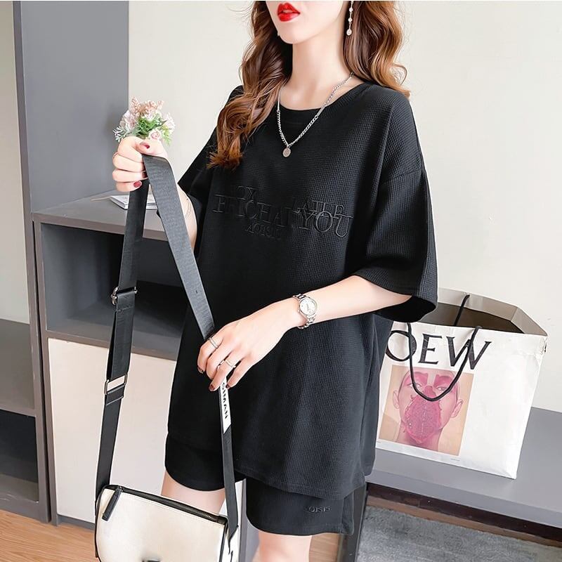 着心地抜群 切り替え 女性力を高める Tシャツ＋ショートパンツ セットアップ＜U-3553＞