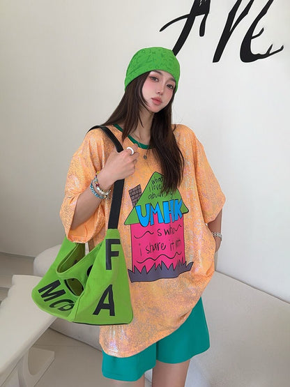 個性派 売れ筋 おすすめ 絶対流行 早い者勝ち カジュアル 2色選択 Tシャツ<U-11373>