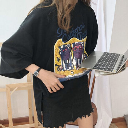 話題沸騰中 ゆったり カジュアル プリント 2色半袖Tシャツ＜U-8161＞