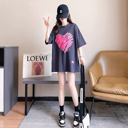 柔らかくて優しい印象 ゆったり ファッション感満々 ロング丈 3色半袖Tシャツ＜U-9206＞