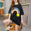 レインボースマイリーファッションオールマッチルーズ半袖Tシャツ<U-2860>