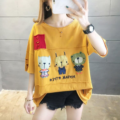絶対欲しい ダメージ加工 個性派 ゆったり 半袖Tシャツ 全3色 ＜U-4949＞