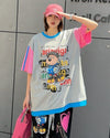話題沸騰中 ゆったり カジュアル プリント カラーマッチング 半袖Tシャツ＜U-8067＞