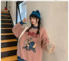 韓国系ふわふわグラフィックロゴボアスウェットトップス全2色<U-4208>
