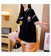 韓国系 ロング POLOネック Tシャツ 四色 ゆったり半袖 ＜U-2869＞