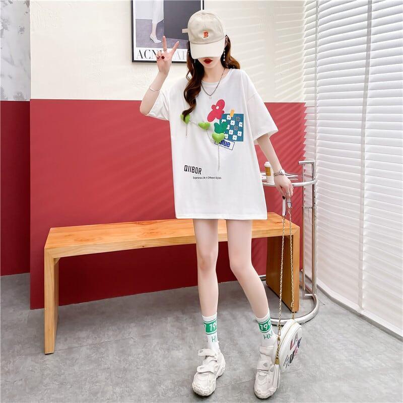 カジュアル プリント 好感度満載 ラウンドネック Tシャツ カットソー＜U-3118＞