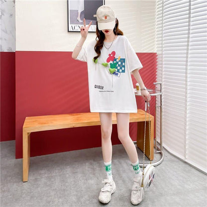 カジュアル プリント 好感度満載 ラウンドネック Tシャツ カットソー＜U-3118＞