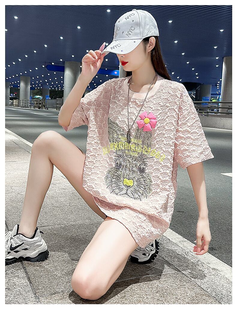 話題沸騰中 キュート カジュアル ホットダイヤモンド 半袖Tシャツ＜U-8626＞