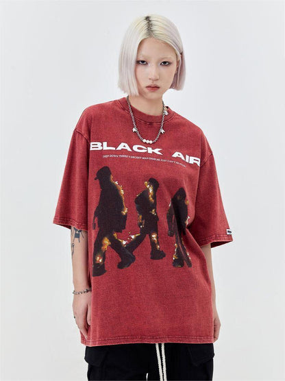 タイドブランド  アメリカンストリート レトロフレームプリントTシャツ<U-2905>