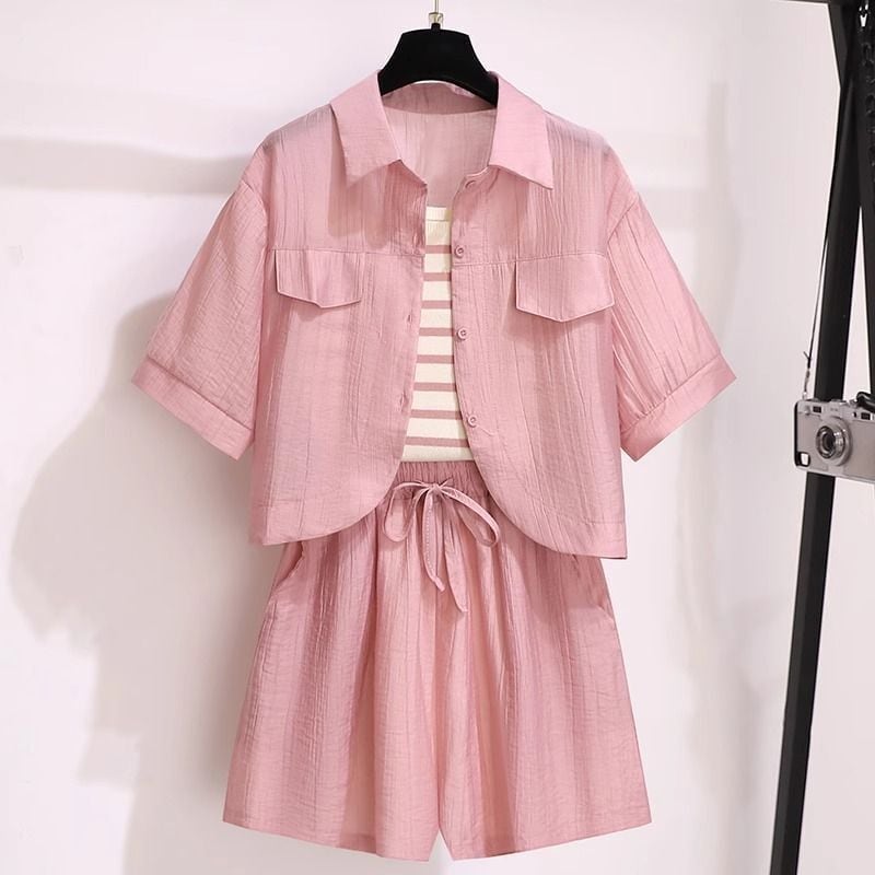定番シンプル 紫外線対策 上品 全3色 シャツ+パンツセット ＜U-8655＞
