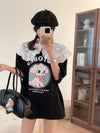 スウィート ワンちゃんロゴ 韓国系 ゆったりTシャツ半袖<U-4882>