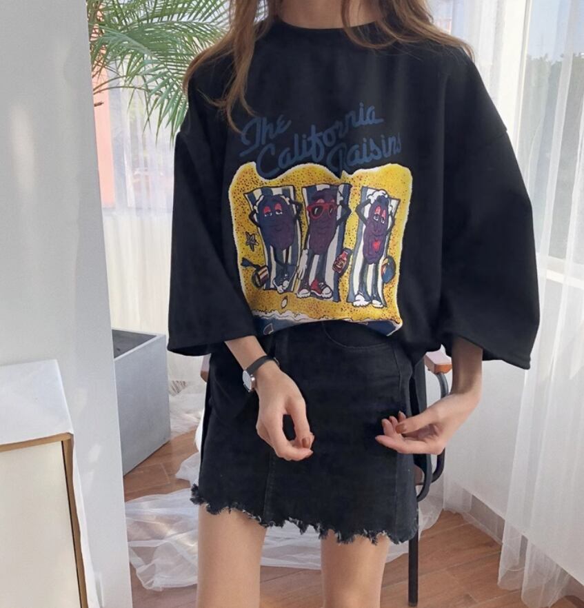 話題沸騰中 ゆったり カジュアル プリント 2色半袖Tシャツ＜U-8161＞
