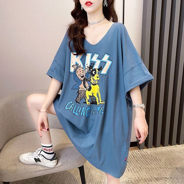 ファッション ゆったり プリント 全4色 半袖 Tシャツ＜U-11518＞
