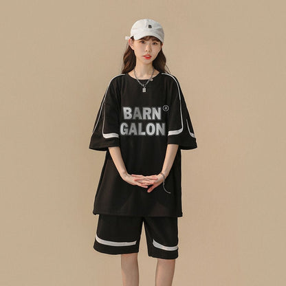 大好評 ファッション カジュアル ルーズ半袖Ｔシャツⅹパンツセット<U-6539>