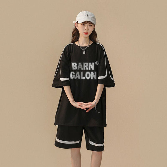 大好評 ファッション カジュアル ルーズ半袖Ｔシャツⅹパンツセット<U-6539>