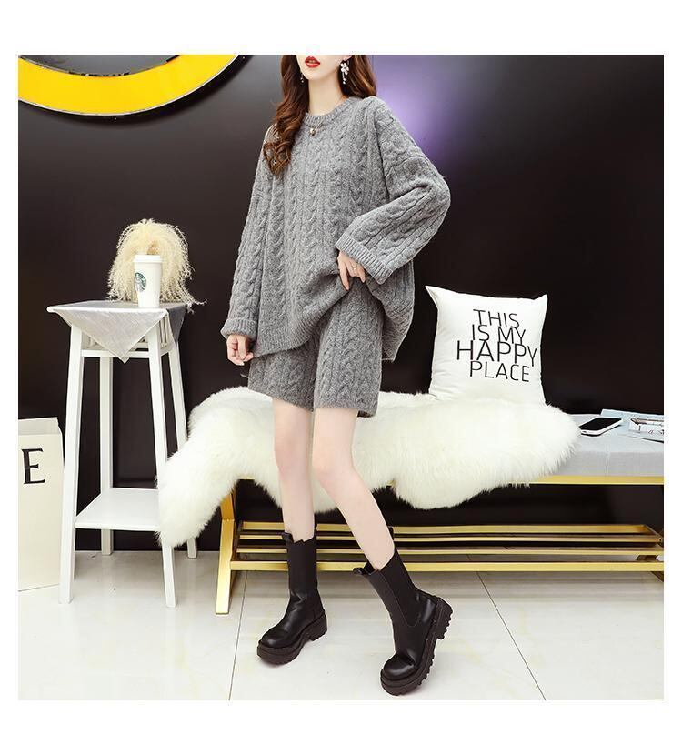 韓国系  ニットセーターⅹパンツセットアップ全2色 <U-4688>