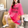 おすすめ アルファベット 花柄 Tシャツ 三色 ゆったり ロング 半袖 ＜U-2946＞