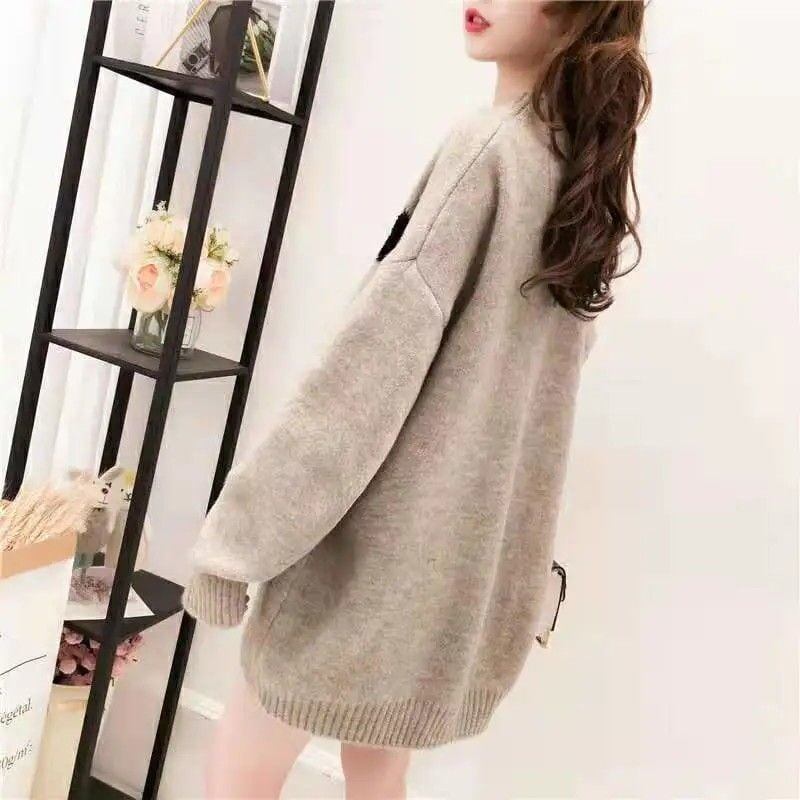 美人度アップスマイルマーク柄ニットセーター全3色<U-4429>