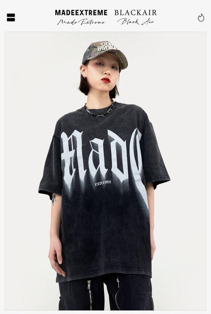 トレンドのアメリカンストリートビッグレタープリント半袖Tシャツ<U-2904>