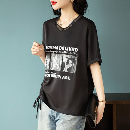 話題沸騰中 ファッション 着回し力抜群 プリント 2色選択 半袖Tシャツ＜U-8621＞