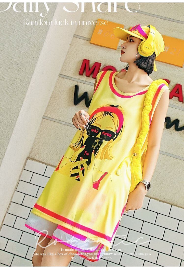 軽い生地が夏にぴったり！ ノースリーブ プリント全2色 Tシャツ カットソー＜U-11359＞