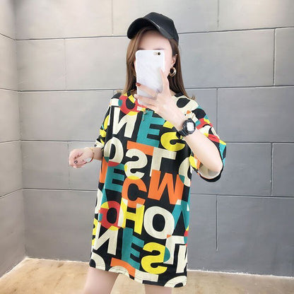 売り切れ必至 カラーマッチング 個性派 プリント全2色 半袖Tシャツ カットソー ＜U-8556＞