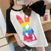 美人度アップ Tシャツ 可愛いウサギ 丸襟 半袖＜U-2824＞