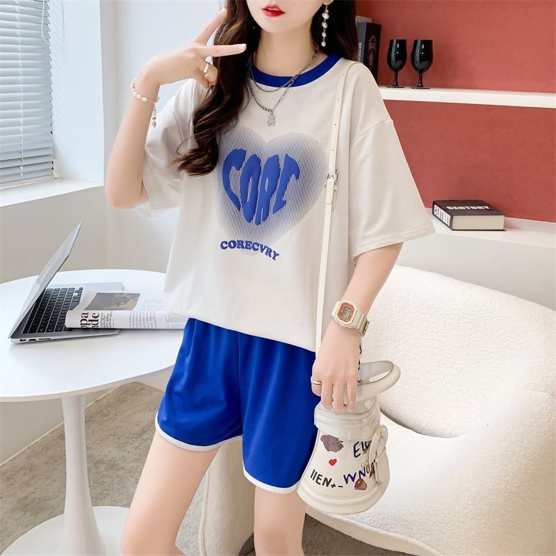 スタイリッシュ 切り替え 一目惚れ Tシャツ＋ショートパンツ セットアップ＜U-3614＞