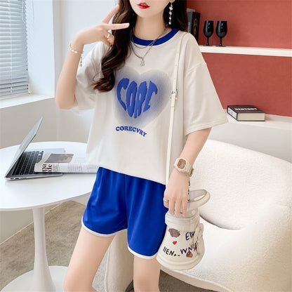 スタイリッシュ 切り替え 一目惚れ Tシャツ＋ショートパンツ セットアップ＜U-3614＞
