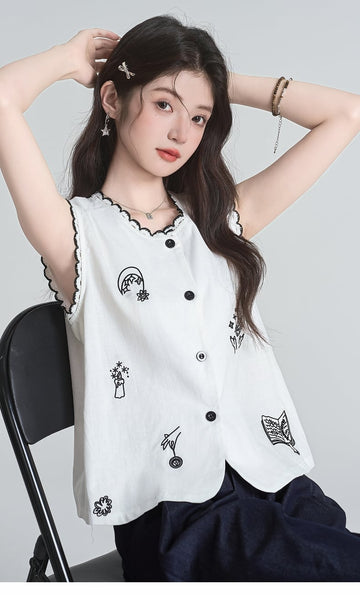 海外トレンド カジュアル 好感度UP 袖なし Tシャツ ＜U-11965＞