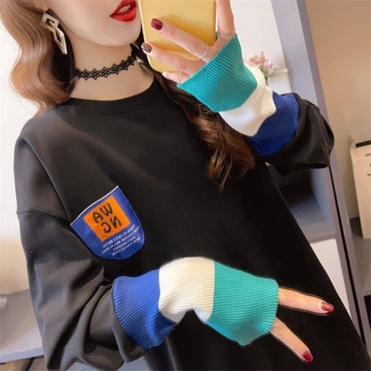 美人度アップ 切り替え ファッション プリント Tシャツ カットソー＜U-3668＞