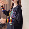 着?せ グラフィックプリント 虹色 ロング長袖Tシャツ 三色トップス＜U-4107＞