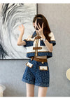 おすすめ おすすめ 話題沸騰中 上質 カジュアル 切り替え 半袖Ｔシャツ ショートパンツ セットアップ <U-11169>