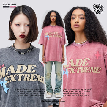 ストリートトレンドのレターファンプリント半袖Tシャツ<U-2906>