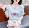 新商品 大人可愛い 話題沸騰中 ホットダイヤモンド 全3色 半袖Tシャツ<U-8868>