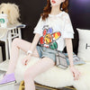 大人可愛い 切り替え レース 透かし彫り プリント全2色 半袖Tシャツ カットソー ＜U-8560＞