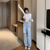 大人気ファッションデザインハイウエストワイドデニム