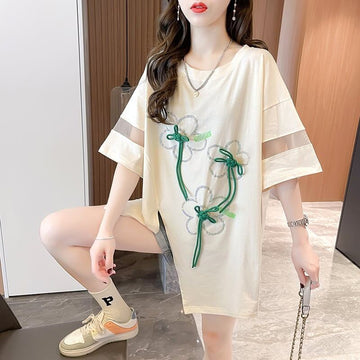 イレギュラー 切り替え カジュアル プリント Tシャツ カットソー＜U-3496＞